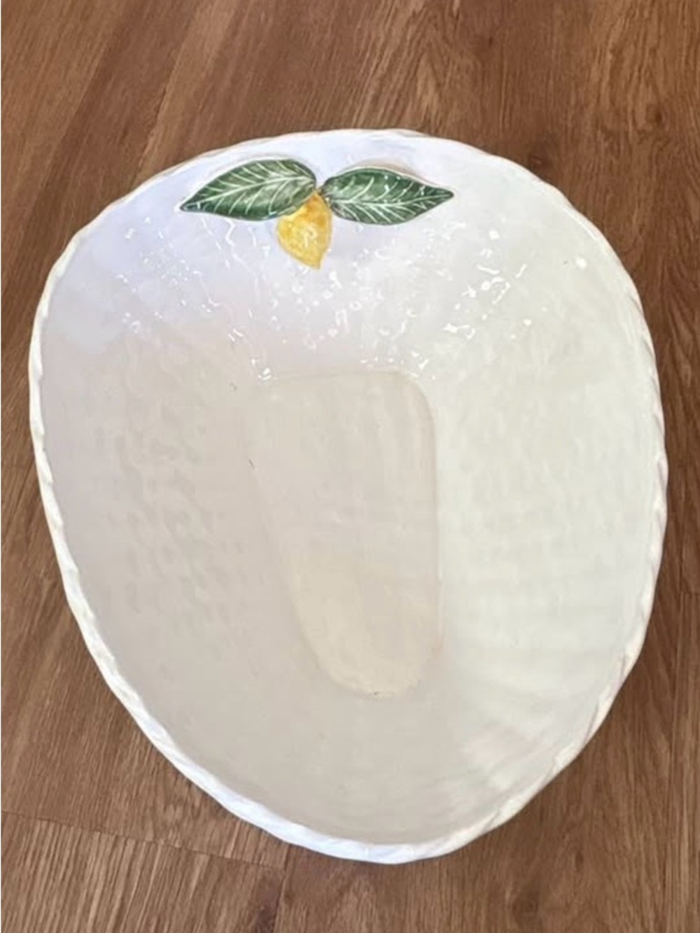 Vintage Italian Majolica Lemon Basket Weave Ceramic Serving Dish